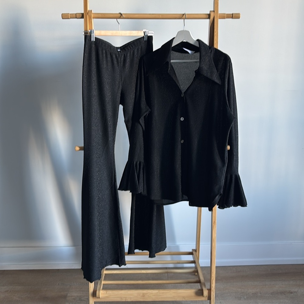 Sleeper Black Flare Pants & Shirt Set